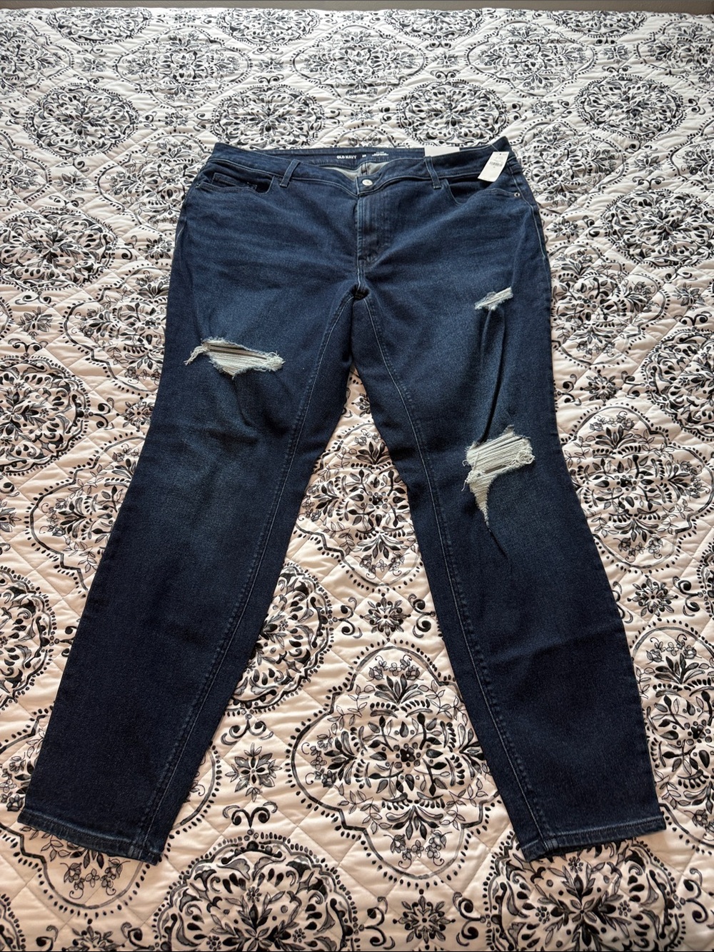 Old Navy Dark Indigo Ripped Skinny Jeans